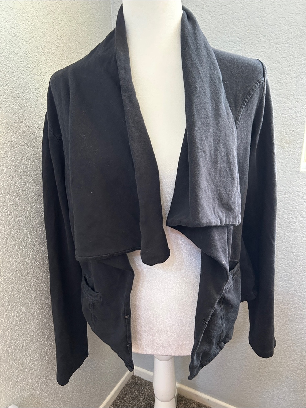 Nightcap Black Draped Open-Front Blazer Jacket
